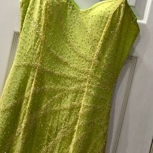 Mystique - Lemon-lime beaded prom dress